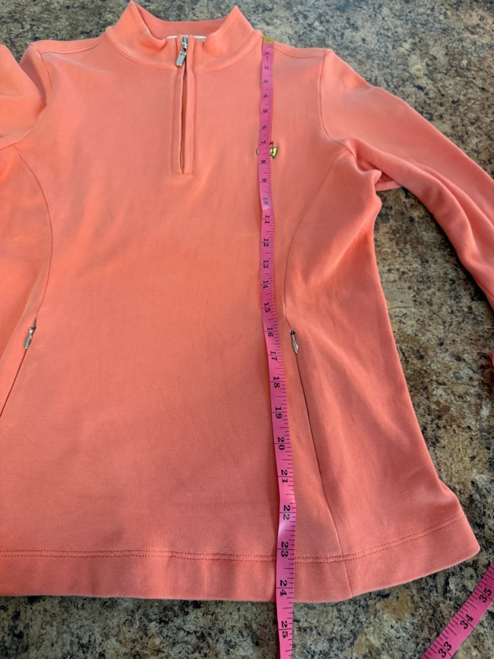 Fairway & Greene Masters Golf Peach Coral Quarter Zip Pullover Size Small Preppy - Picture 7 of 7
